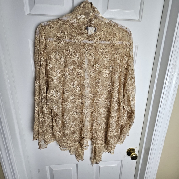 Designs Today's Women Elegant Lace Beige/Gold Dress/Jacket Size XL - Picture 4 of 16